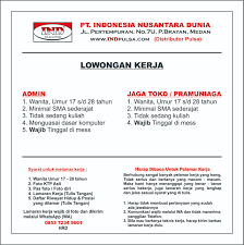 Scopri ricette, idee per la casa, consigli di stile e altre idee da provare. Lowongan Kerja Sma Smk Di Pt Indonesia Nusantara Dunia Medan Mei 2019 Lowongan Kerja Medan Terbaru Tahun 2021