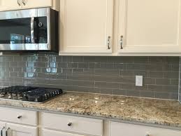 Color Waves Feather White 3x6 Glass Tile Backsplash Gray Kitchen Backsplash Kitchen Backsplash Large Kitchen Design