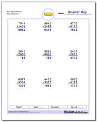 4 digit subtraction coloring worksheets. Subtraction Worksheets Full Borrowing