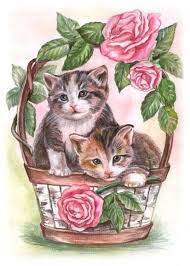 Kitty Rose Basket Cross Stitch Pattern Pdf Etsy Cat Art Cute Cats And Kittens Kitty
