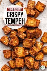 Easy Baked Tempeh 3 Ingredients So Crispy From My Bowl Recipe Tempeh Recipes Vegan Baked Tempeh Tempeh Recipes