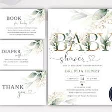 Green and Gold Baby Shower Invitation