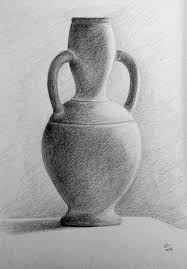 Pencil Drawing Still Life Terracotta Vase Object Drawing Object Drawing Pencil Drawings Flower Drawing