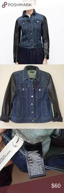 Ann Taylor Jean Jacket W Faux Leather Sleeve Leather Sleeve Clothes Design Fashion