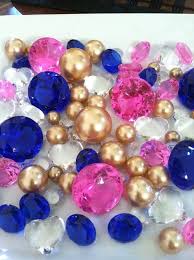 Diamonds And Pearls Royal Blue Hot Pink Golden Brown For Table Scatter Centerpieces Royal Blue Wedding Hot Pink Weddings Royal Blue And Gold