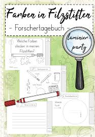 Forschertagebuch Farben In Filzstiften Unterrichtsmaterial Im Fach Chemie In 2020 Filzstift Forscher Stift