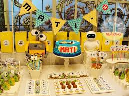 Wall Birthday Decoration Ideas At Home For Boy Wall E Boy Birthday Party Dessert Table See More Party Planning Ideas At Catchmyparty Com Birthday Party Desserts Birthday Wall Wall E