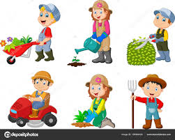 Collection Gardening Kids Stock Vector C Tigatelu 195984424