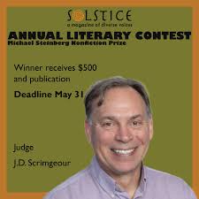 Last year's winning nonfiction piece is "Hototogisu Haunting" by Chris  Arthur. Submit your work to our annual literary contest here:  https://solsticelitmag.submittable.com/submit/19575/annual-literary-contest
