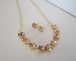 Pin By Uniquebeadables On Bridesmaid Jewelry Blush Necklace Swarovski Necklace Blush Earrings