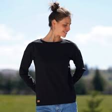 Tee shirt coton bio femme manches longues. T Shirt Femme Manches Longues Col Rond Noir Uni 100 Made In France 100 Coton Bio