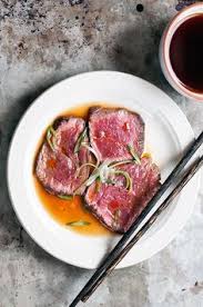 Now in one large skillet, melt 1 tb butter and then add 1 tb soy sauce and the chicken or steak and saute over medium/high heat and add a dash. 7 Beef Tataki Ideas Beef Tataki Tataki Beef