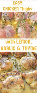 Chicken Thighs With Lemon Garlic Recipe Healthy Chicken Thigh Recipes Thyme Recipes Chicken Quarter Recipes
