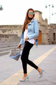 How To Wear Light Blue Blazer Top 13 Outfit Ideas For Women Fmag Com Jacket Outfit Women Blue Jackets Outfits Blue Leather Jacket Outfit