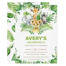 Jungle Safari Animals Greenery Birthday Party Invitation Zazzle Com 1st Boy Birthday 1st Birthday Invitations Birthday Party Invitations