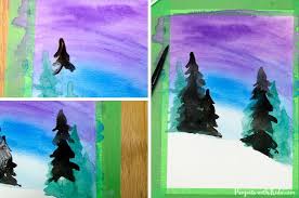 The little watercolor circles are easy to do, and so pretty too! Simple Winter Watercolor Art Project For Kids Projects With Kids