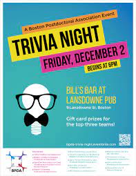 We will be hosting teams of eight people each, with the winning team . Catherine Yao Trivia Night Poster