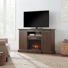 Good & gracious wooden tv stand and electric fireplace, fit up to 65 flat screen tv with cabinet and adjustable shelves entertainment center for living room, light grey. 75 Fireplace Tv Stands Electric Fireplaces The Home Depot