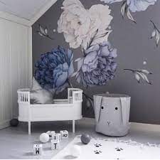 Deer in jungle wall decal. Blue Flower Decals For Boys Baby Boy Decor Blue Flower Decor Nursery Wall Decals Kids Wall Decals Flower Decals Kids Decals Blue Flowers Decor Nursery Wall Decals Kids Wall Decals