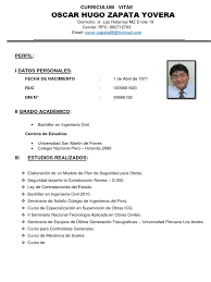 Elaborar un currículum vitae puede convertirse en uno de los retos más grandes cuando se busca trabajo y la hoja de vida debe cautivar a los. Curriculum Vitae Oscar Peru Ingeniero Civil