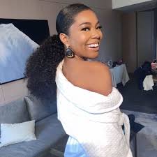 Slick Back Curly Ponytail With Images Natural Hair Ponytail Curly Hair Ponytail Afro Ponytail