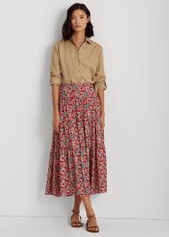 Ralph Lauren Floral Tiered Peasant Skirt Shopstyle Bring your wardrobe into the new season with easy tailoring in classic navy and florals in feminine silhouettes. floral tiered peasant skirt