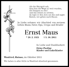 Die treppe führt, geht in den keller; Traueranzeigen Von Ernst Maus Rz Trauer De