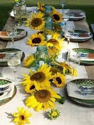 Simple Sunflower Table Settings Outdoor Table Decor Outdoor Table Centerpieces Summer Centerpieces