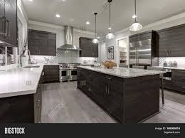 We loved the shade of the gray in this grey shaker kitchen cabinet! Modern Open Plan Gray Image Photo Free Trial Bigstock