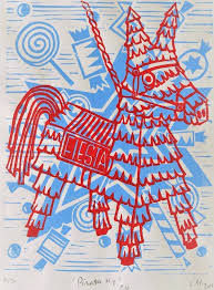 I can't remember the length exactly of the tube but it just scrapes through as a small parcel. Pinata 2 Linocut Print Colourful Art Print Fun Retro Print Etsy Linocut Prints Linocut Retro Prints