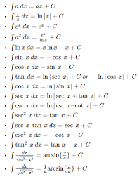 calculus formulas differential and integral calculus formulas