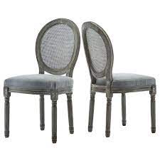 The previous room was a dark gray color so we switched it up and went with a light green color called sea. Farmhouse Dining Room Chairs Fabric French Distressed Bedroom Chairs With Round Rattan Back Elegant Tufted Kitchen Chairs Set Of 2 Grey Buy Online In Aruba At Desertcart 203789937