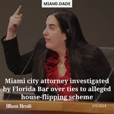 The Florida Bar is investigating Miami City Attorney Victoria Méndez and  her close connection to companies that purchased homes belonging to  vulnerable Miami residents at well below-market-value and then sold them —