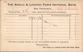 Send money to virtually anyone you know in the u.s. Bank Receipt For A Deposit Anglo London Paris National Bank 1909 San Francisco Ca Postcard