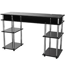 Shop for long desk table online at target. Long Narrow Desk Table With 5 Shelves Black Wooden With Stainless Steel Poles Open Small Modern Laptop Student Kids Dorm Home Office Desk With Storage Ebook By Easy Fundeals Buy Online In Bahamas