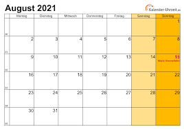 Das aktuelle kalenderblatt für den 16. August 2021 Kalender Mit Feiertagen