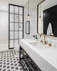 We did not find results for: Black And White Bathroom With Classic And Modern Finishes Brass Fixtures Glass Pen Modern Farmhouse Bathroom White Bathroom Designs Farmhouse Bathroom Decor