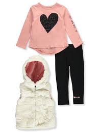 Dkny Baby Girls Quilted Hooded Glam 3 Piece Leggings Set Outfit