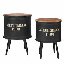 olievat bijzettafel tekst amsterdam 1968 zwart set 2 bijzettafel bijzettafels koffietafel