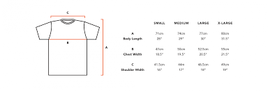 t shirt size chart noap studio