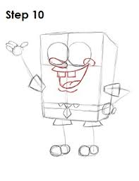 Now draw eyelashes and paint the pupils of spongebob squarepants. Spongebob Squarepants