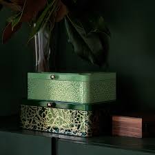 Anilinare Decorative Box Set Of 2 Green Gold Metal Ikea Decorative Boxes Green And Gold Metal