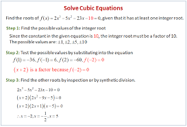 F (x) = ax3 + bx2 + cx1 + d. Solving Cubic Equations Solutions Examples Videos