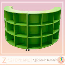 Z Kutuphane Yesil Ve Oval Mobilya Anaokulu Kitapliklar