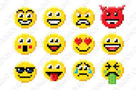 Pixel Art Emoji Emoticon Set Pixel Art Pixel Art Design Emoticon Faces