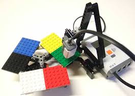 Nxt announces each color and robot shakes back and forth when it sees red. Color Sensors Showdown