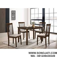 Bahan baku meja makan & kursi makan : Set Meja Makan Minimalis Langley Sono Jati Furniture