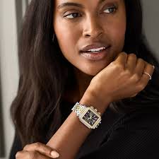 Michele watch black face diamonds sales