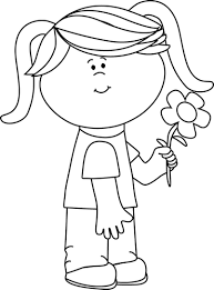 Black And White Clip Art Pictures Black And White Girl Holding A Flower Clip Art Black And White Girl Holding A Flower Image Black And White Girl Stick Drawings Flower Clipart
