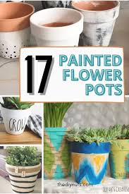 Different colored garden pots are painted with an exterior design and a number. 17 Fun Painted Flower Pot Designs No Green Thumb Needed The Diy Nuts